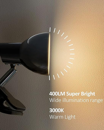 Clamp Light, Super Bright Clip Lamp for Book Reading in Bed Headboard Light, Easy to Attach Illumination Powerful Small Compact Clamp Lamp Black - LeafyLoom