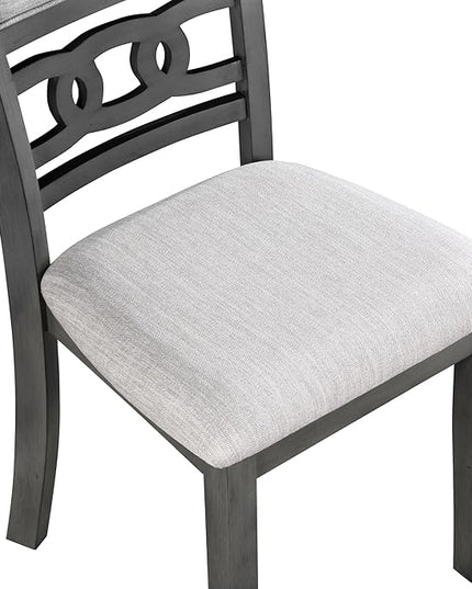 New Classic Furniture Gia Dining Chair (Set of Six), Light Gray Fabric Upholstered Seat & Back Rest, Gray - LeafyLoom