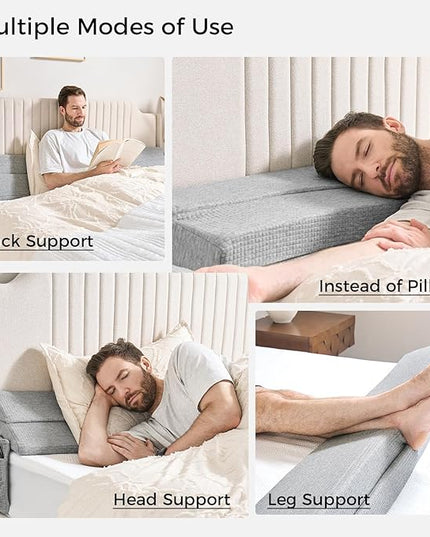 TINA'S HOME Bed Wedge Pillow for Headboard - Adjustable Mattress Gap Filler (0-8"), Headboard Pillow Bed Gap Filler Twin (39"x10"x6") - LeafyLoom