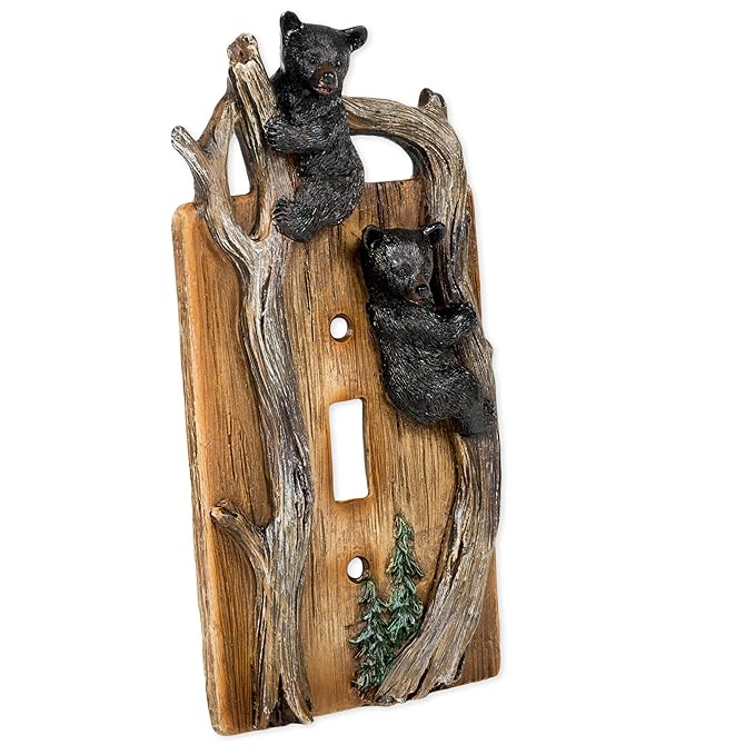 Bears on Tree Limb Electrical Resin Switch Plate Cover - LeafyLoom