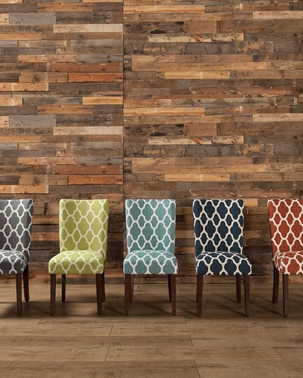 HomePop Parsons Classic Upholstered Accent Dining Chair, Set of 2, Green and Cream Geometric - LeafyLoom