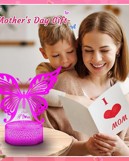 Linkax Mom Birthday Gifts, 7 Colors Changing Butterfly Gifts for Mom from Daughter Son, Mom Gifts Room Decorative Night Light, Thanksgiving Mothers Day Birthday Gifts for Mom, Best Mom Ever Gifts - LeafyLoom