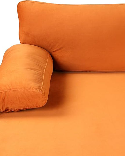 Modern Large Velvet Fabric U-Shape Sectional Sofa, Double Extra Wide Chaise Lounge Couch, Orange - LeafyLoom