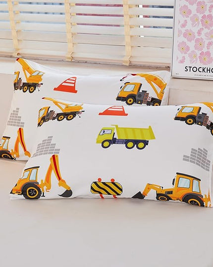Kids Twin Comforter Set for Boys,Engineering Vehicle Comforter Set Twin,Tractor Comforter,Kids Crane Bedding Sets,Excavator Comforter with 2Pillowcases - LeafyLoom