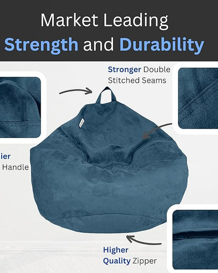 Bean Bag Stuffed Animal Storage Or Cover | No Filler | Extra Large | for Adults Or Kids | Double Stitched | Durable Zipper | Premium Microsuede - LeafyLoom