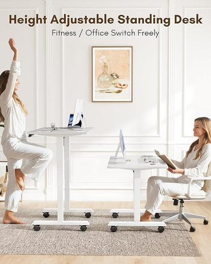 Electric Standing Desk 48 Inch, Ergonomic Height Adjustable Table with T-Shaped Metal Bracket Modern Computer Workstations for Home Office, White, 48 x 24 Inch - LeafyLoom