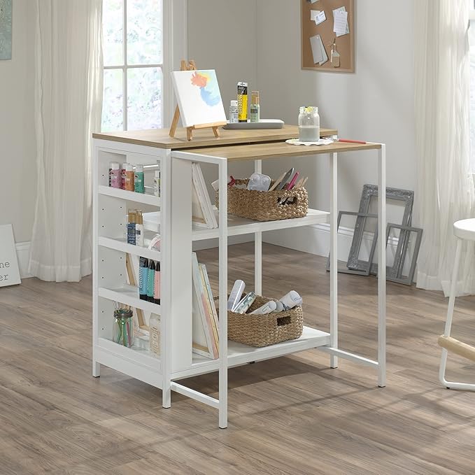Sauder Miscellaneous Storage Kitchen Island, L: 31.50" x W: 32.88" x H: 36.00", White Finish - LeafyLoom