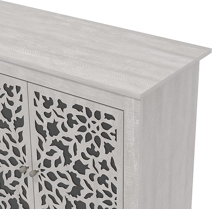 Galano Culbreath 4 Door Sideboard Buffet Cabinet with Storage and Adjustable Shelves, Storage Cabinet for Kitchen, Dining Room, Living Room, 15.67" D x 57.64" W x 30" H, Dusty Grey Oak - LeafyLoom