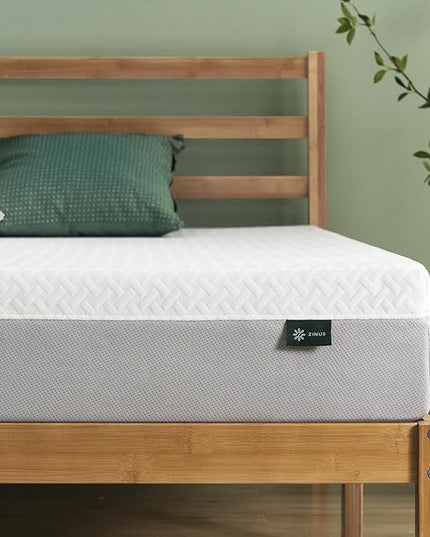 ZINUS 8 Inch Green Tea Essential Memory Foam Mattress [New Version], Queen, Fiberglass Free, Medium Feel, Breathable Airflow Memory Foam, Certified Safe Foams & Fabric, Mattress in A Box - LeafyLoom