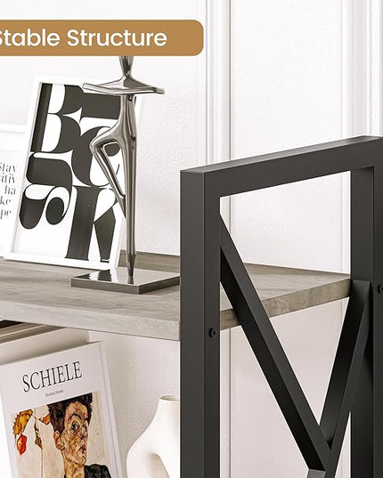 GAOMON Triple Wide 5 Tier Book Shelf, 70.8” Tall Bookcase with 14 Open Shelves, Large Industrial Bookshelves and Bookcases with Metal Frame for Home Office, Study Room, Living Room-Grey - LeafyLoom