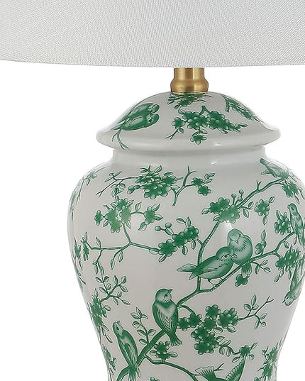 JONATHAN Y JYL3005B Penelope 22" Chinoiserie Classic LED Table Lamp Cottage Traditional Bedside Desk Nightstand for Bedroom Living Room Office College Bookcase LED Bulb Included, Green/White - LeafyLoom