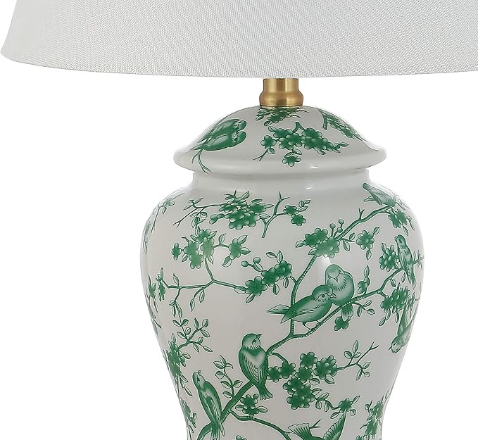 JONATHAN Y JYL3005B Penelope 22" Chinoiserie Classic LED Table Lamp Cottage Traditional Bedside Desk Nightstand for Bedroom Living Room Office College Bookcase LED Bulb Included, Green/White - LeafyLoom