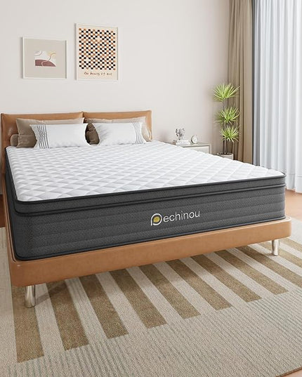 Queen Mattress, 10 INCH Queen Size Hybrid Mattress in a Box with Gel Memory Foam, Medium Firm Support, Pressure Relief, Motion Isolation, CertiPUR-US - LeafyLoom