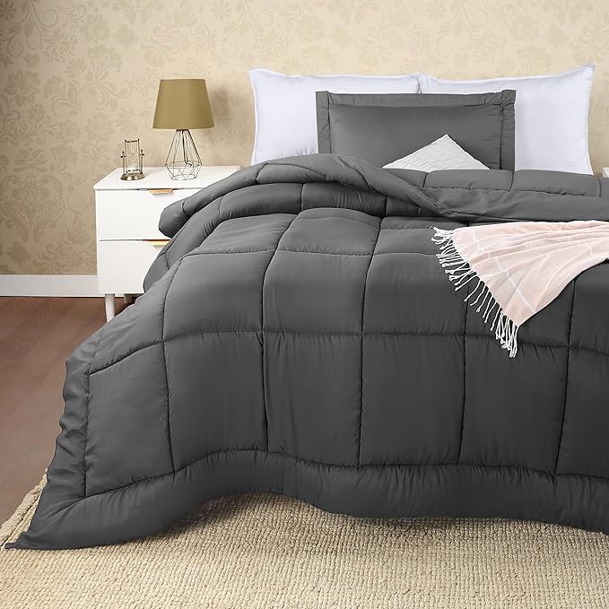 Utopia Bedding Twin Comforter Set Kids with 1 Pillow Sham, Bedding Comforter Sets, Down Alternative Grey Comforter, Soft and Comfortable, Machine Washable - LeafyLoom