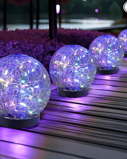 Solar Globe Lights Outdoor Waterproof-Solar Balls for Garden-Cracked Glass Ball Solar Lights Outdoor-Solar Orbs for Outside-Outdoor Decorations for Patio and Yard Lawn Backyard Decor JKIMK