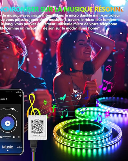 Nexillumi Led Lights for Bedroom 100ft Music Sync Color Changing Led Strip Lights Smart with Remote and App Control Built-in Mic for Party Home Room Decor Luces LED para Cuarto Nexillumi