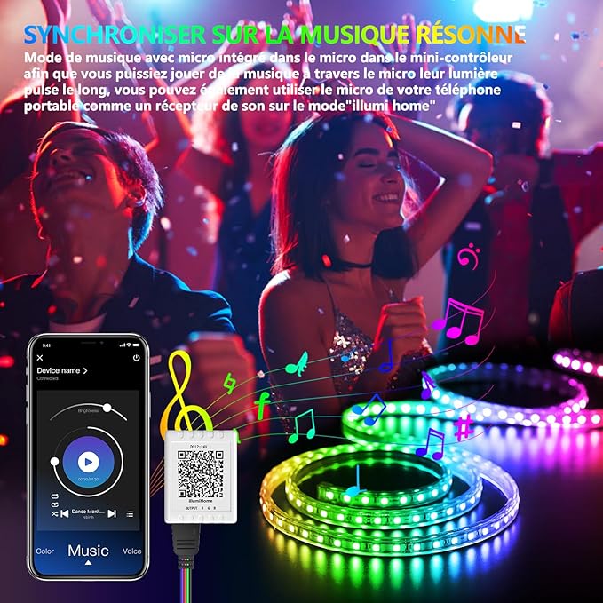 Nexillumi Led Lights for Bedroom 100ft Music Sync Color Changing Led Strip Lights Smart with Remote and App Control Built-in Mic for Party Home Room Decor Luces LED para Cuarto Nexillumi