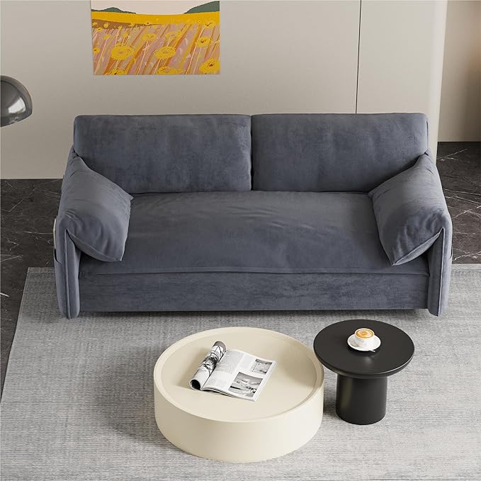 Oversized 3 in 1 Loveseat Sleeper Sofa Bed,Queen Size Love Seats W/Pull Out Couch and Padded Armrests Convertible Spacious Sofabed with Side Storage Pocket for Home Office Apartment Living Room - LeafyLoom