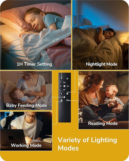 EDISHINE LED Corner Floor Lamp for Living Room, 65" Tall Standing Reading Lamp with Remote, Minimalist Dimmable Pole Lighting for Bedroom, Office, Kids Room, 9W Bulb Included, 2700K-6000K (Gold) - LeafyLoom