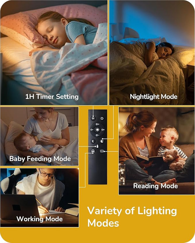 EDISHINE LED Corner Floor Lamp for Living Room, 65" Tall Standing Reading Lamp with Remote, Minimalist Dimmable Pole Lighting for Bedroom, Office, Kids Room, 9W Bulb Included, 2700K-6000K (Gold) - LeafyLoom