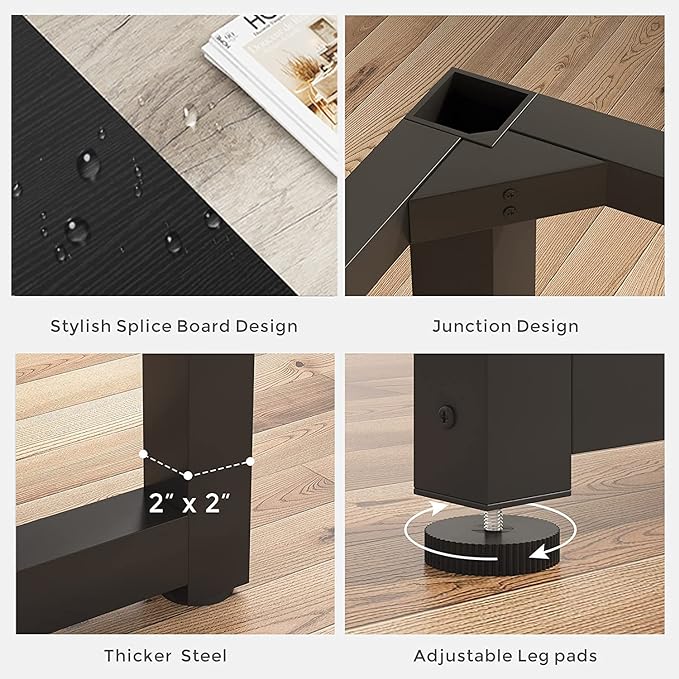 Tribesigns Modern Computer Desk, 70.8 x 31.5 inch Large Office Desk Computer Table Study Writing Desk Workstation for Home Office, Black Metal Frame, Grey Oak - LeafyLoom