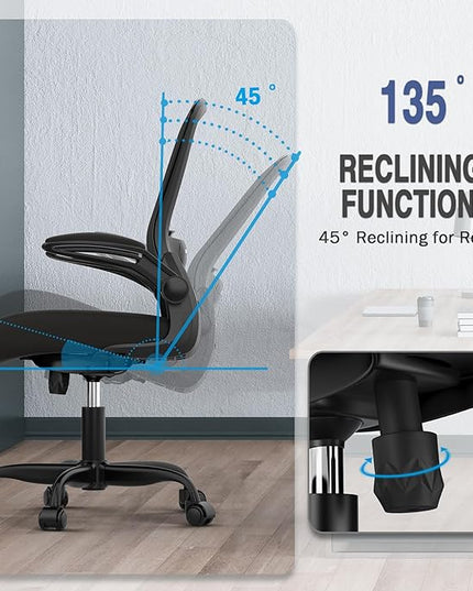 Office Chair, Ergonomic Desk Chair with Adjustable Lumbar Support, High Back Mesh Computer Chair with Flip-up Armrests-BIFMA Passed Task Chairs, Executive Chair for Home Office - LeafyLoom