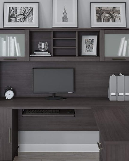 Bush WC81511 Somerset Transitional Hutch, Storm Gray - LeafyLoom