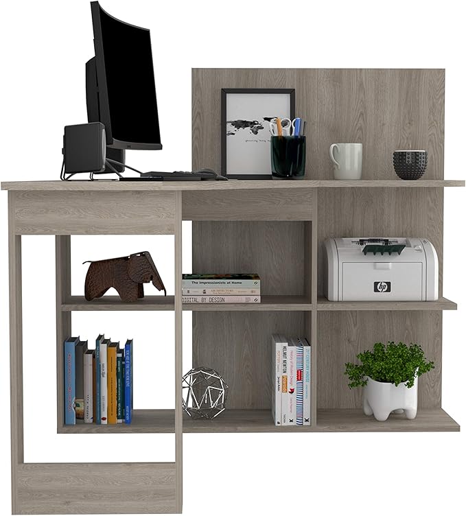 NicBex Kimberly-DW-00207-LWJ Home Office Desks, 51.7"x47.2"x43.3", Light Gray-1 - LeafyLoom
