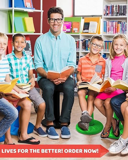 Studico ActiveChairs Kids Wobble Stool, Flexible Seating for Preschool & Elementary Classrooms, Improves Focus, Posture & ADHD/ADD, 14" Active Desk Chairs, Ages 3-7, Blue - LeafyLoom