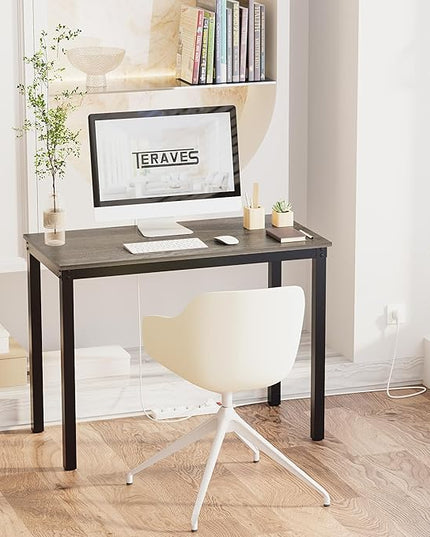 Teraves Computer desk/Dining Table Office Desk Sturdy Writing Workstation for Home Office (39.37“, Black Oak) - LeafyLoom