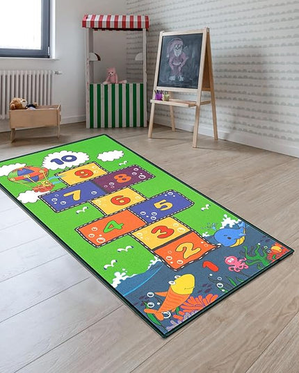 Booooom Jackson Hopscotch Kid Rug 31''x70'' Kids Preschool Rugs for3, 4, 5, 6, and 7 Year Olds,Kids Rugs for Classroom and Bedroom - LeafyLoom