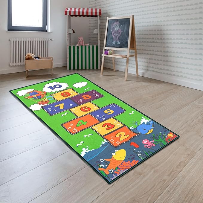 Booooom Jackson Hopscotch Kid Rug 31''x70'' Kids Preschool Rugs for3, 4, 5, 6, and 7 Year Olds,Kids Rugs for Classroom and Bedroom - LeafyLoom