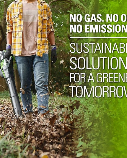 Greenworks 80V (150 MPH / 500 CFM / 75+ Compatible Tools) Cordless Axial Leaf Blower, 2.0Ah Battery and Charger Included - LeafyLoom