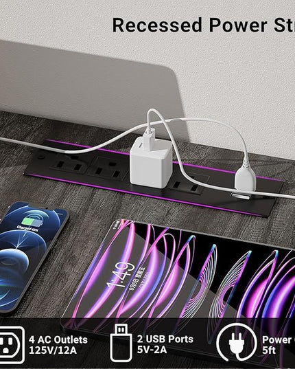 Reversible L Shaped Gaming Desk, Large Corner Computer Desk with Power Outlets and USB Ports, Sturdy Home Office Table with Storage Shelf, Attractive Grid Design Writing Desk, Black Oak - LeafyLoom