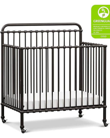 NAMESAKE Winston 4-in-1 Convertible Mini Metal Crib in Vintage Iron, Greenguard Gold Certified - LeafyLoom