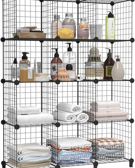 HOMIDEC Closet Organizers and Storage, 12 Storage Cubes, Wire Cube Storage DIY Room Storage Shelf for Garment Racks, Closet, Wardrobe - LeafyLoom