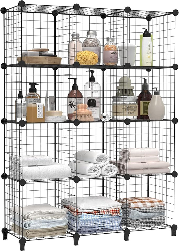 HOMIDEC Closet Organizers and Storage, 12 Storage Cubes, Wire Cube Storage DIY Room Storage Shelf for Garment Racks, Closet, Wardrobe - LeafyLoom