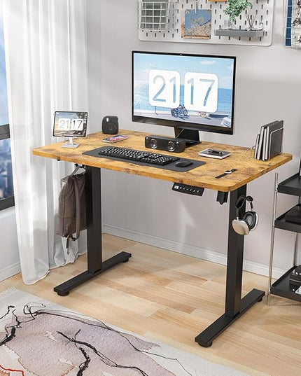 Electric Standing Desk Height Adjustable - 40 x 24 Inches Sit Stand up Desk & Memory Preset Ergonomic Rising Desks for Work, Home Office Workstation Gaming Rising Desk Study Table - LeafyLoom