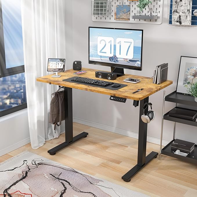 Electric Standing Desk Height Adjustable - 40 x 24 Inches Sit Stand up Desk & Memory Preset Ergonomic Rising Desks for Work, Home Office Workstation Gaming Rising Desk Study Table - LeafyLoom
