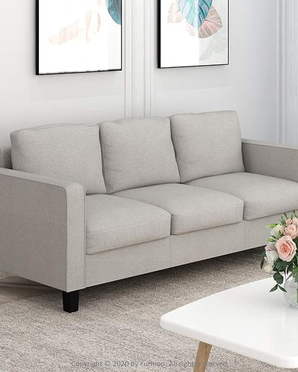 Furinno Bayonne Modern Upholstered 3-Seater Sofa Couch for Living Room, Fog - LeafyLoom