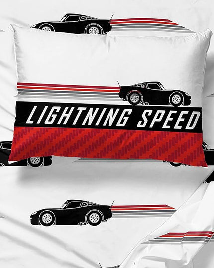 Jay Franco Disney Pixar Cars Race Ready 5 Piece Twin Bed Set - includes Comforter & Sheet Set - Bedding Features Lightning McQueen - Super Soft Fade Resistant Microfiber Official Disney Pixar Product - LeafyLoom