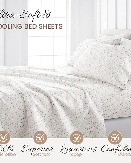Linen Market 4 Piece Queen Sheets Set (Pink Floral) - Sleep Better Than Ever with These Ultra-Soft & Cooling Bed Sheets for Your Queen Size Bed - Deep Pocket Fits 16" Mattress - LeafyLoom