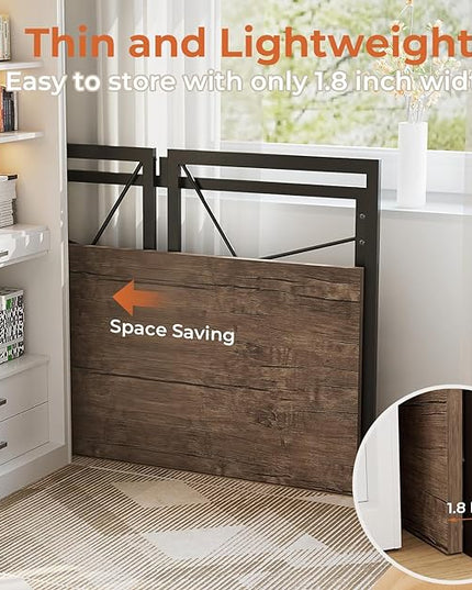 Coavas Folding Desk No Assembly Required, 39.4 inch Writing Computer Desk Space Saving Foldable Table Simple Home Office Desk,Brown - LeafyLoom