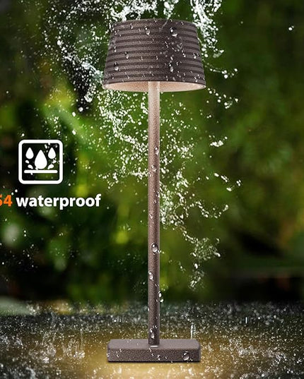Rechargeable Cordless Table Lamp, Battery 5000mAh Metal Aluminum Housing USB LED Portable Powered Desk Lamp, 3 Levels Brightness Night Light for Restaurants Bars Outdoor (ferruginous) - LeafyLoom