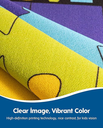 Booooom Jackson Classroom Carpets Kid Rug 7'5''x5' Puzzle Classroom Seating Rug for Nursery, School Learning Area, Children's Colorful Area Rug Educational Carpet with Non-Slip Backing(Seats-12) - LeafyLoom