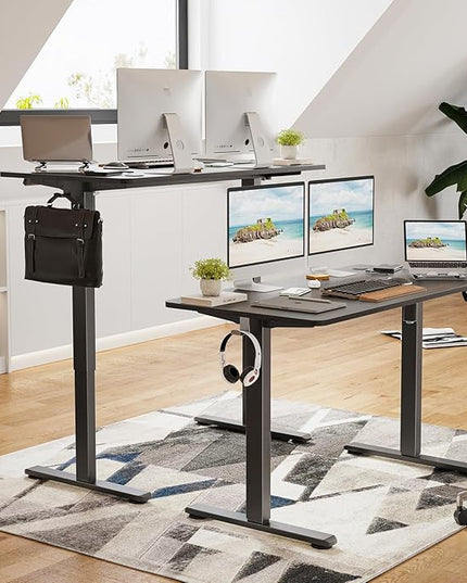 STARY Electric Memory Preset 48 x 24 Inches Adjustable Height Computer Workstation Sit Stand Home Office Desk with Splice Board, 4824, Abner Walnut Desktop/Black Frame - LeafyLoom