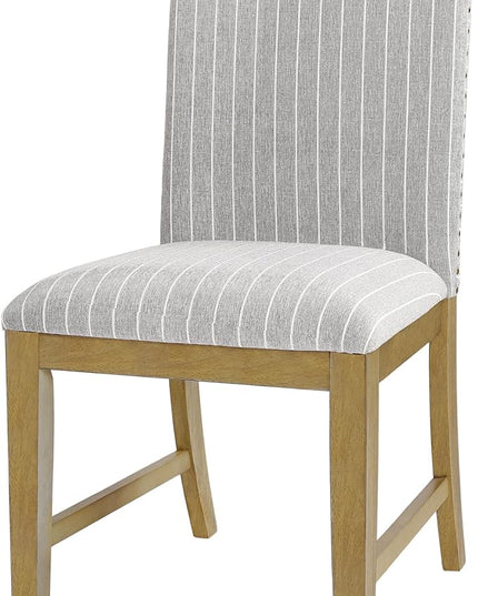 HomePop Classic Parsons Dining Chairs, Pack of 2, Light Gray Stripe (Set of 2) - LeafyLoom