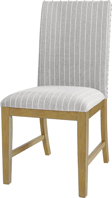 HomePop Classic Parsons Dining Chairs, Pack of 2, Light Gray Stripe (Set of 2) - LeafyLoom