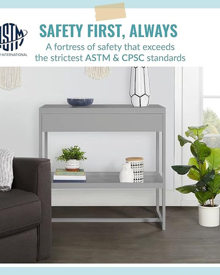 Arlo Changing Table in Pebble Grey, Made of Solid New Zealand Pinewood, Non-Toxic Finish, Comes with Water Resistant Mattress Pad & Safety Strap - LeafyLoom