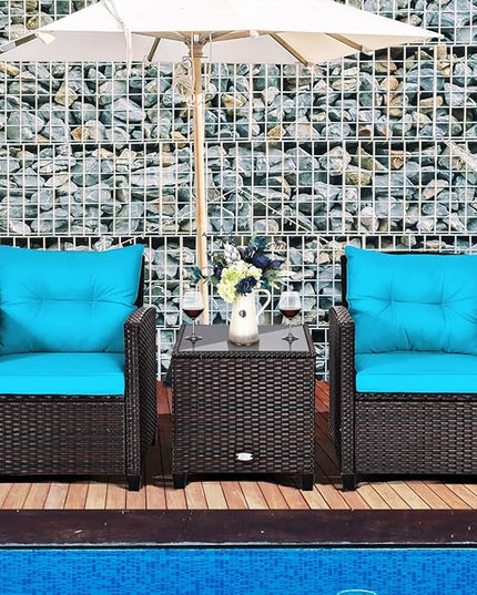 3 PCS Patio Furniture Set, OneSize, Turquoise - LeafyLoom
